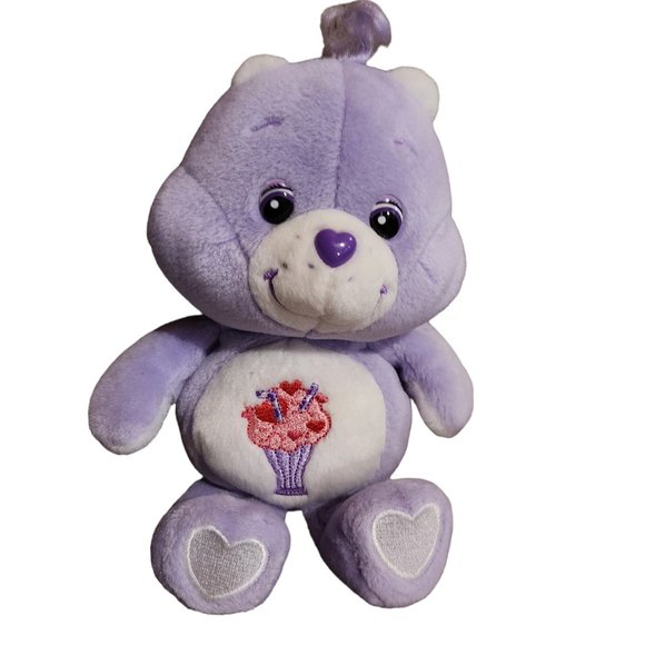 2002 Share Bear Care Bear with Milkshake 7.5" Plush Stuffed Animal by Play Along - Picture 1 of 3